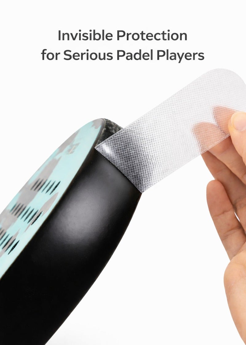 Vortexia Transparent Padel Racket Protector, Clear Durable Shield with Micro Grid, 370x34mm, Lightweight Edge Protection for Performance - Image 1